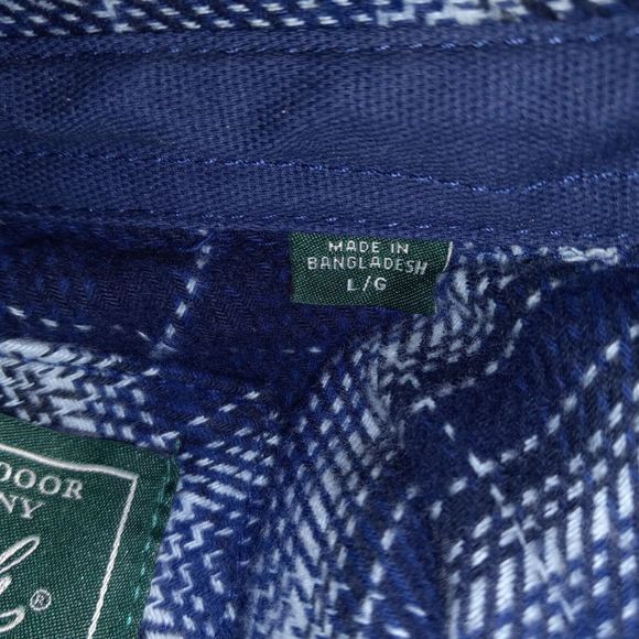 Woolrich Blanket Shirt Jacket Size L Blue Plaid Flannel Cotton Shacket Pockets - Picture 10 of 16